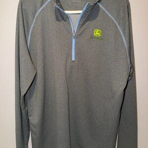 John Deere Gray and Blue Performance Pullover